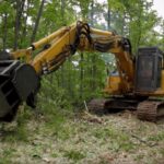 Modern Fast Tree Stump Clearing Machine Working – Equipment Excavator Stump Chipping